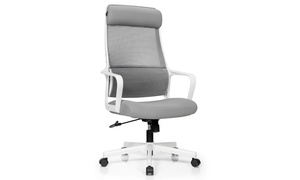 Costway Black/Grey Adjustable Mesh Office Chair Heating Lumbar Support Headrest