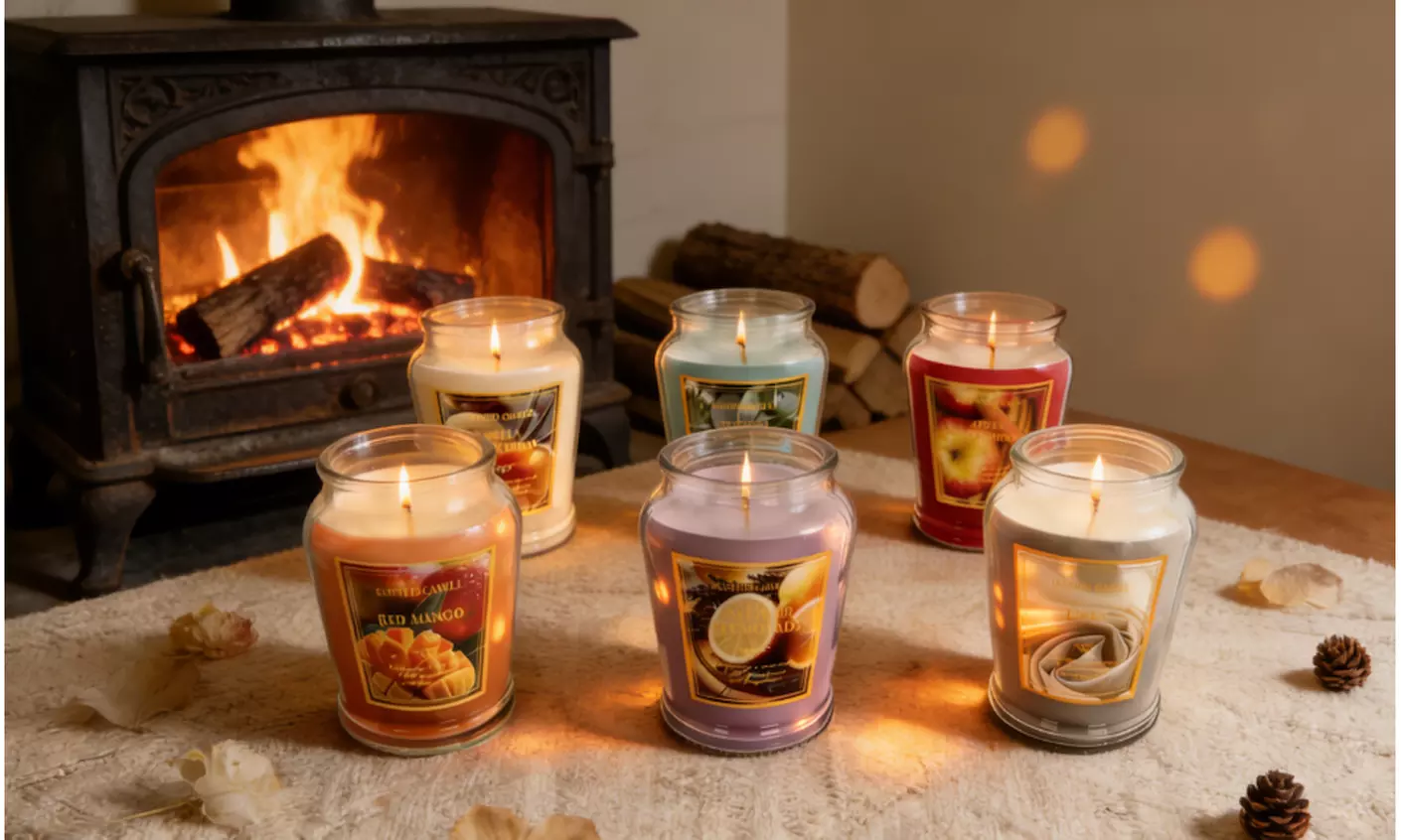 12oz Long-Lasting Scented Candle-Six Refreshing Fragrances in Elegant Glass Jar