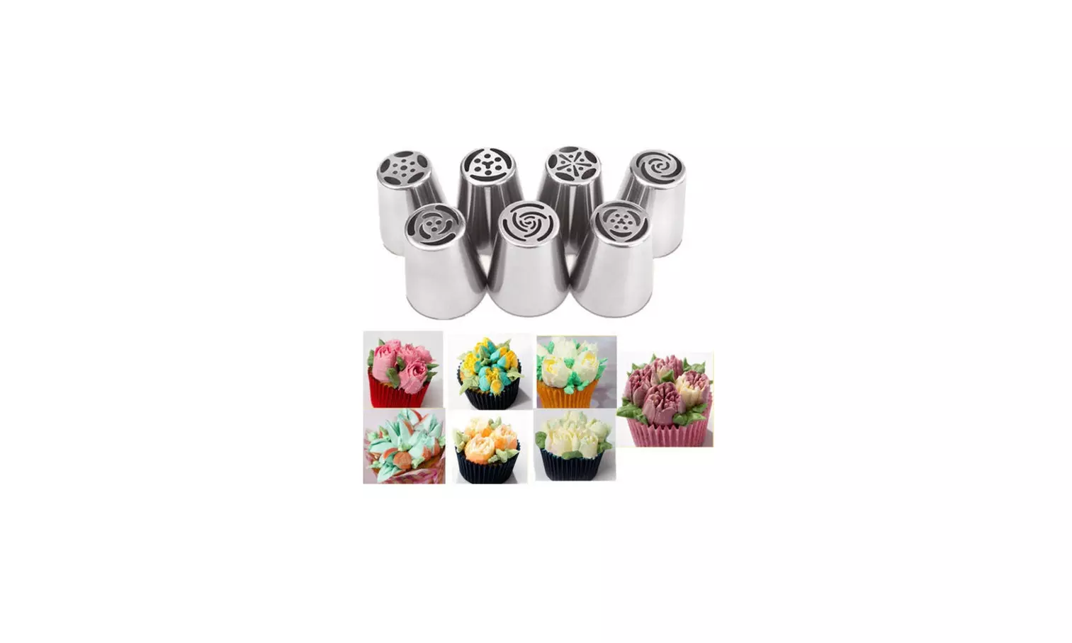Set of 7 Easy Flower Icing Tips - Primary Image