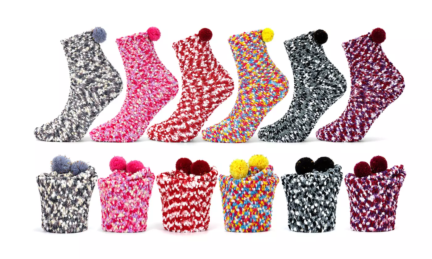 2-Pack of Women Winter Fuzzy Plush Crew Socks - Primary Image