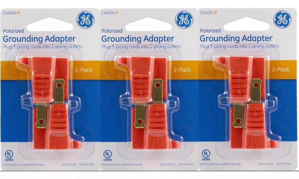GE Polarized Grounding Outlet 2-Prong to 3-Prong Adapter (2, 4, or 6 Count)  - Second Medium