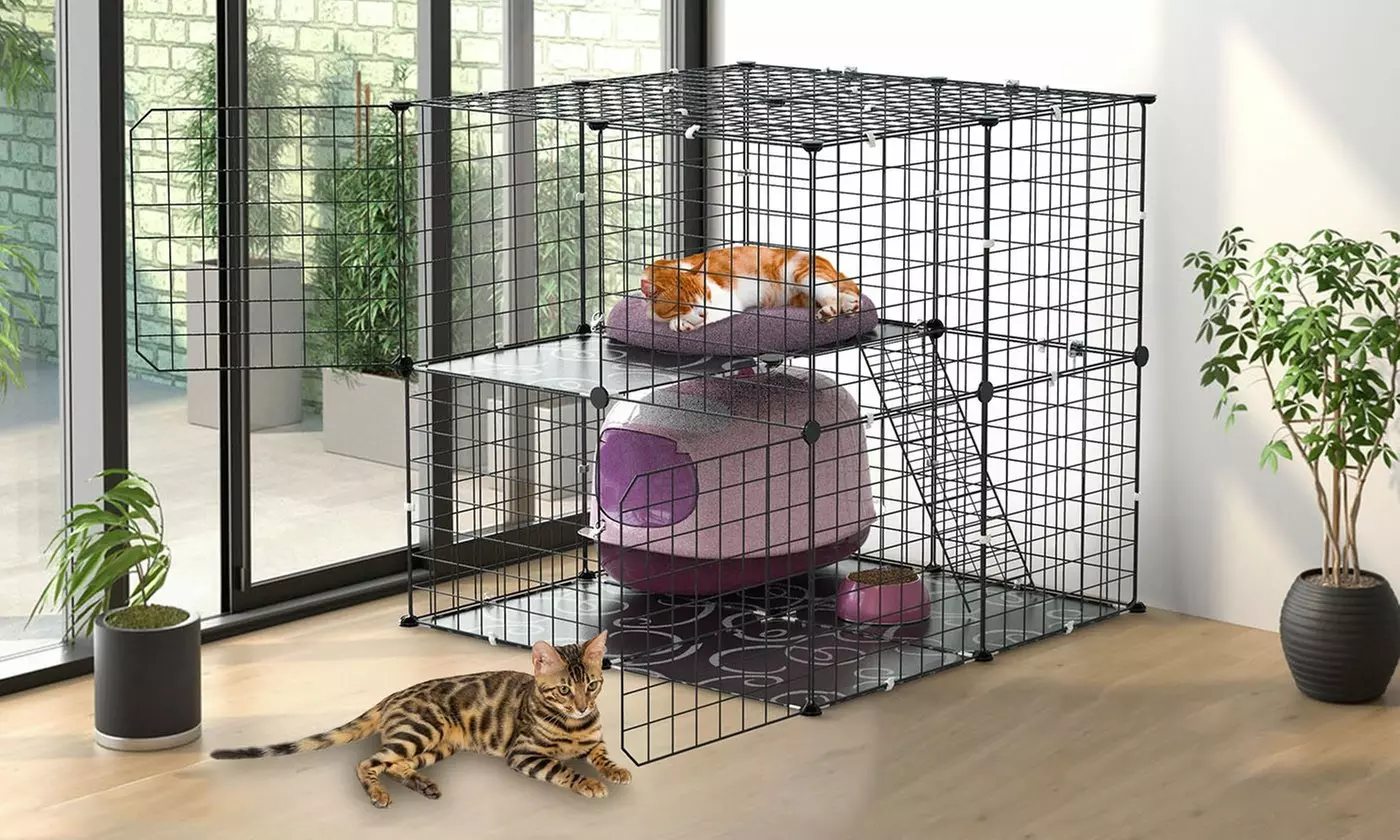 iMounTEK 2-Tier & 3-Tier Cat Cages Indoor Pet Playpens for 1-2 Cats