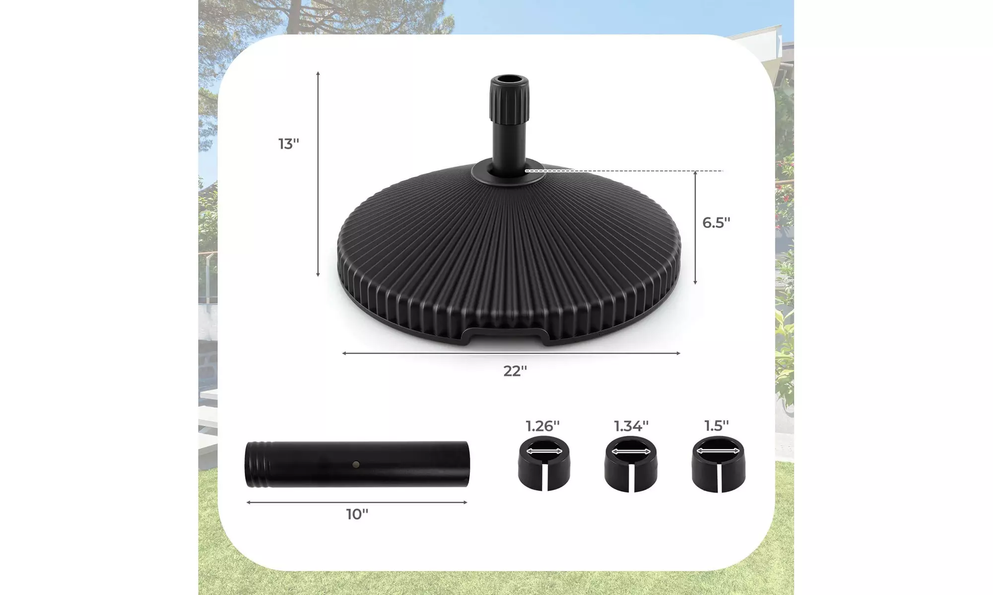 Costway Poolside Umbrella Stand with Refillable Water and Sand Base