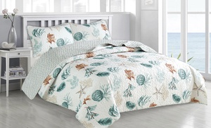 Coastal Shell Themed Quilt Se...