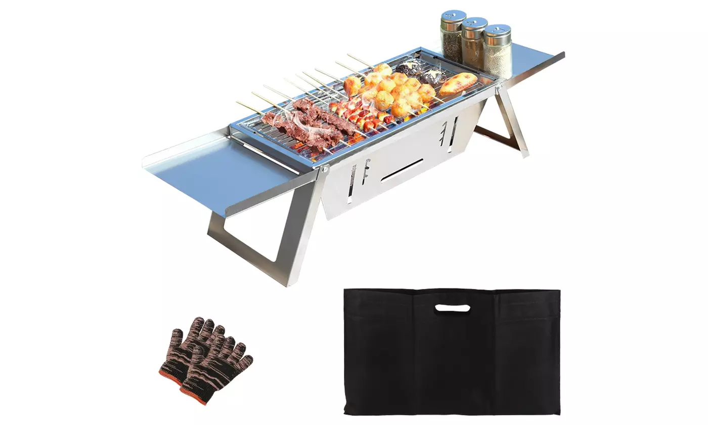 NewHome 3-in-1 Portable Charcoal Grill Fire Pit & Cooker for Camping BBQ