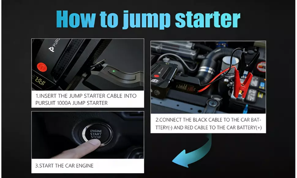 Pursuit 1000A 12V UltraSafe Smart Jump Starter and Power Bank for Cars