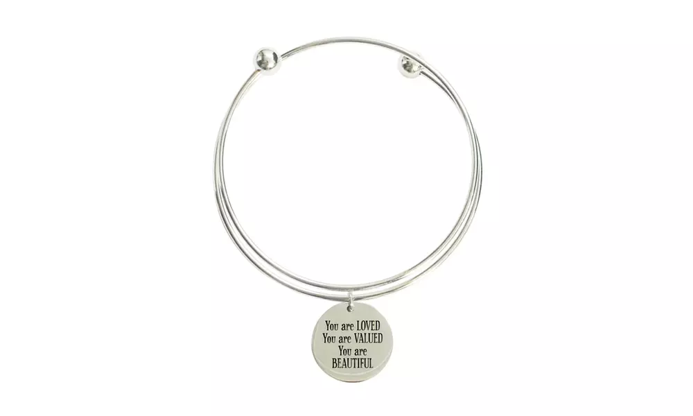Solid Stainless Steel Double Layer Inspirational Bracelet by Pink Box - Second Medium