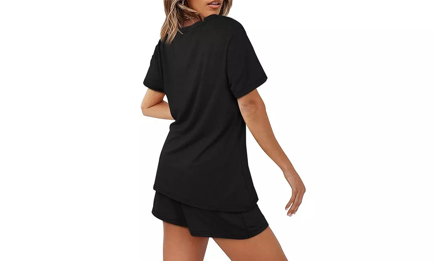 Women's 2 Piece Outfits Summer Shorts and Short Sleeve Lounge Set