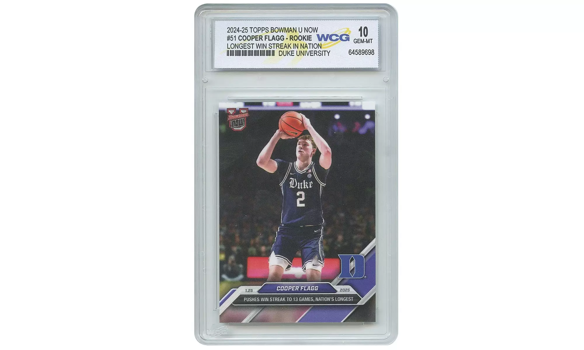 2024 Topps COOPER FLAGG Rookie Card #51 Longest Win Streak in Nation Gem-Mint 10