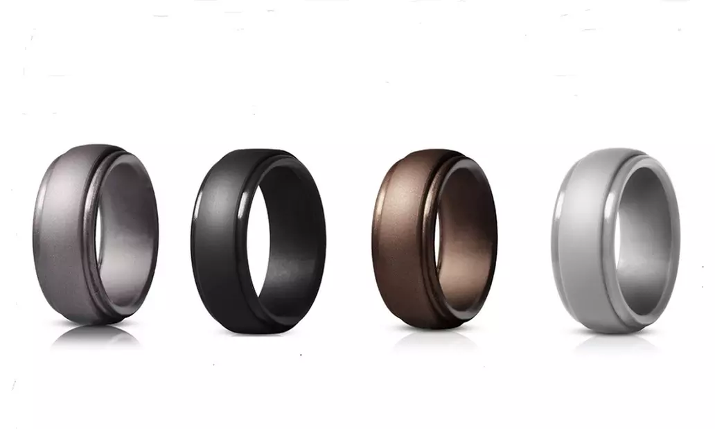 4 Pack Silicone Unisex Wedding Bands
