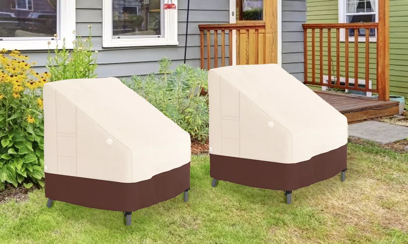 Tuyeho Patio Chair Cover 2 Pack,600D Heavy Duty Waterproof Furniture Cover Beige - Primary Image