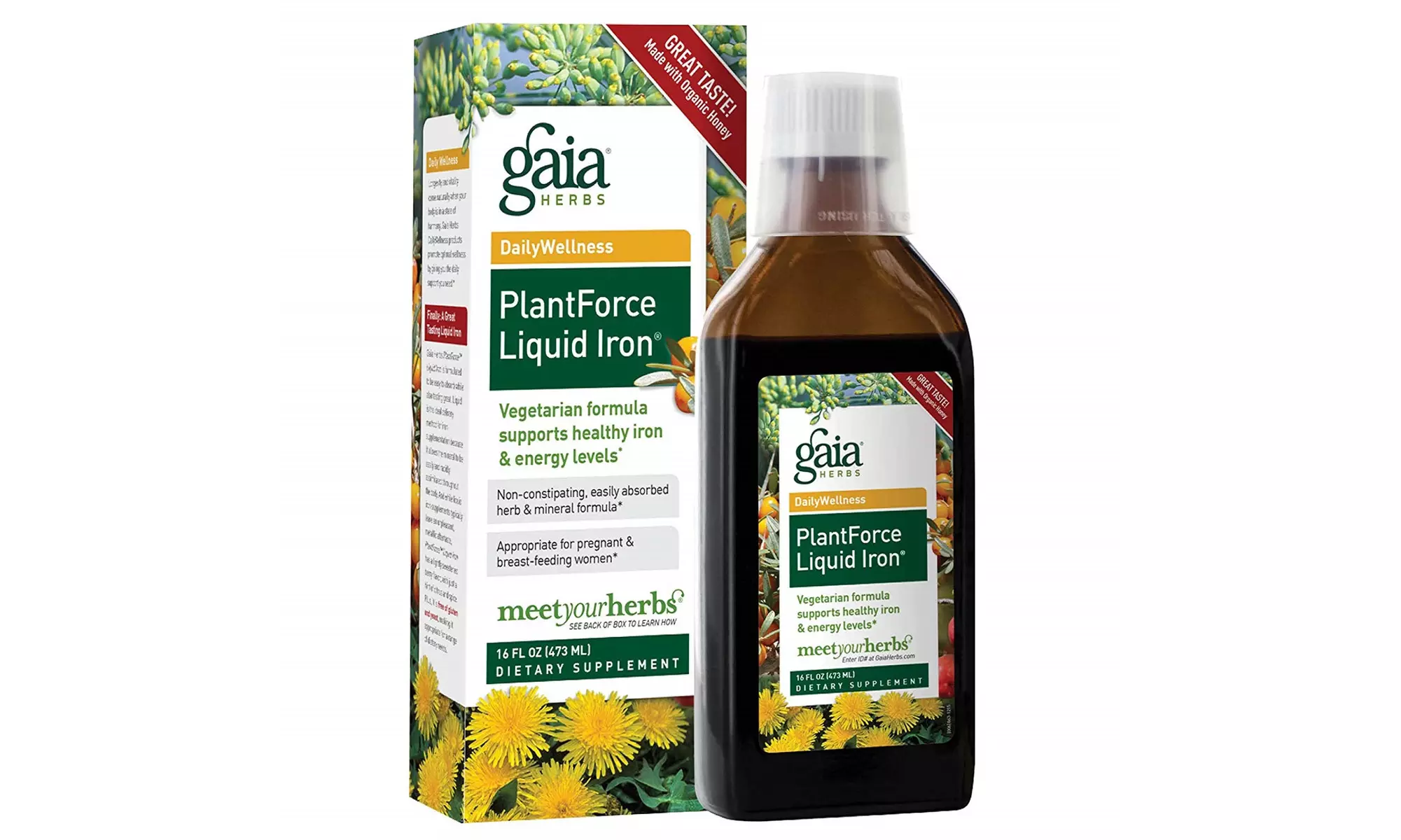Gaia Herbs PlantForce Liquid Iron Supplement, 16 Ounce Supports Healthy Iron - Primary Image