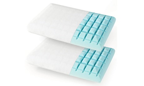 2PCS Gel Or Bamboo Charcoal Memory Foam Pillow W/ Machine-washable Pillowcase Foam Soft 2 Pack Gel Memory Foam