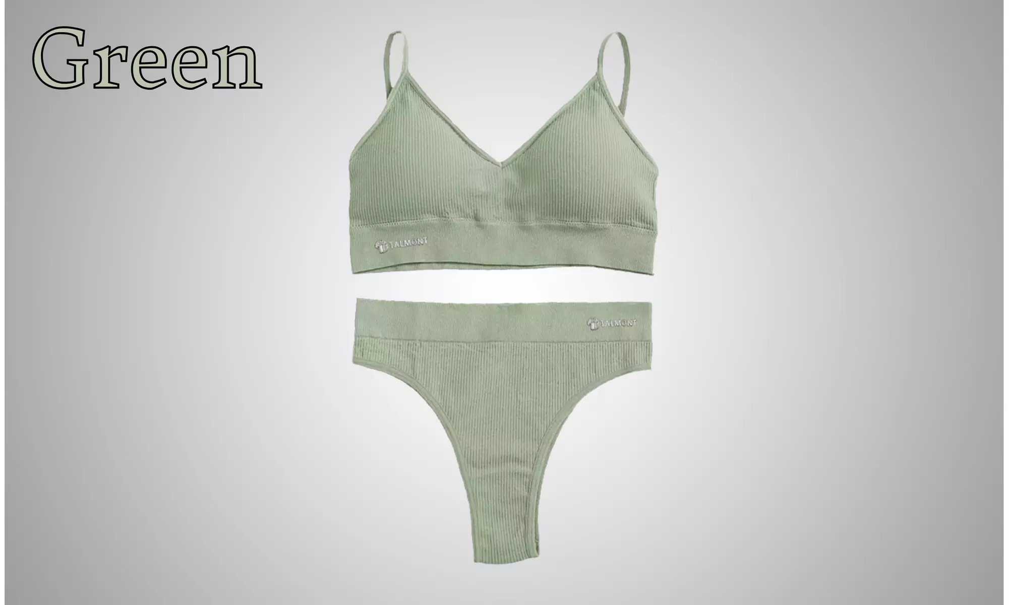 Talmont Seamless Ribbed Bra and Panty Set Soft Stretchy Lounge Lingerie