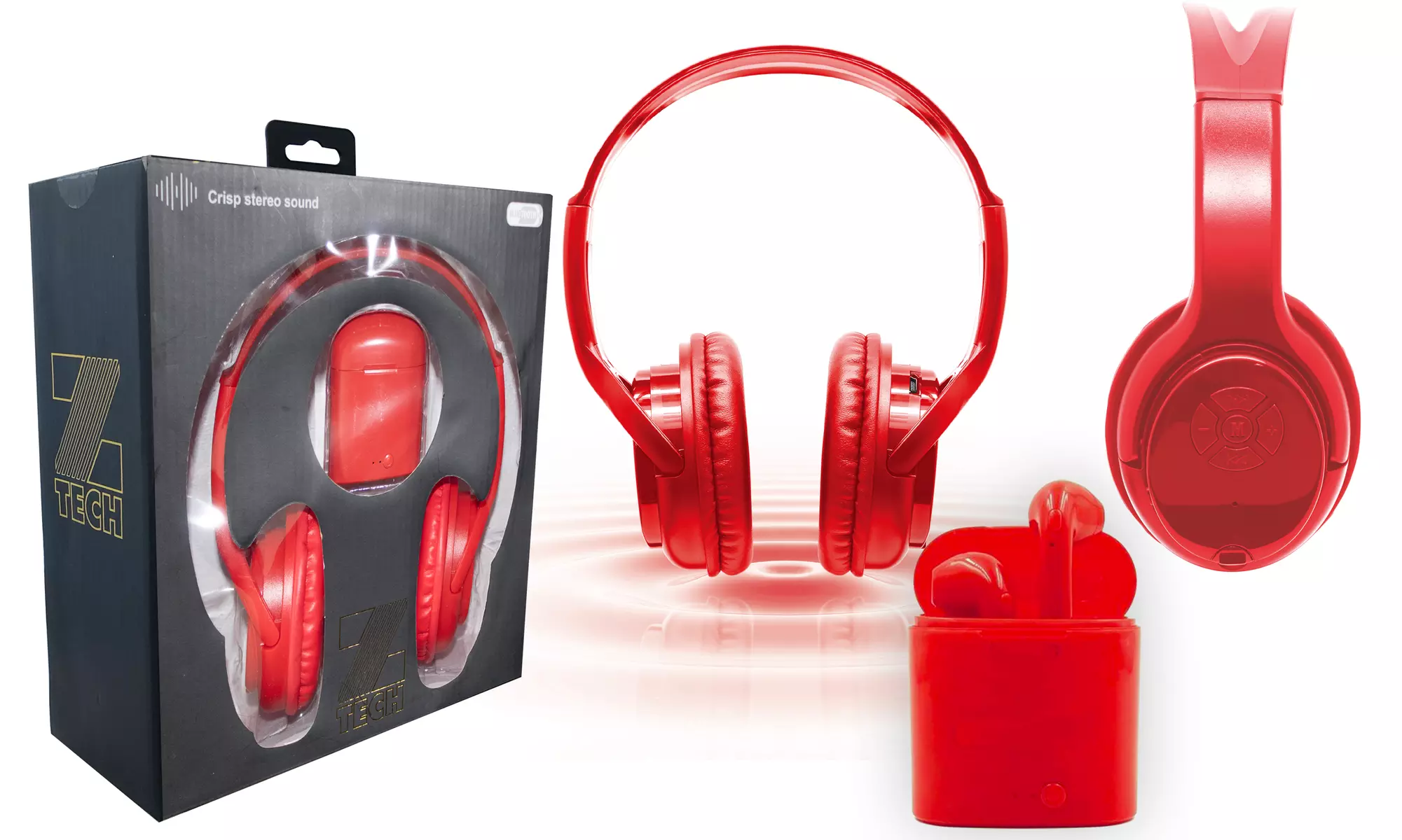 Zummy Wireless Over Ear Bluetooth Headphones and True Wireless Earbud Set