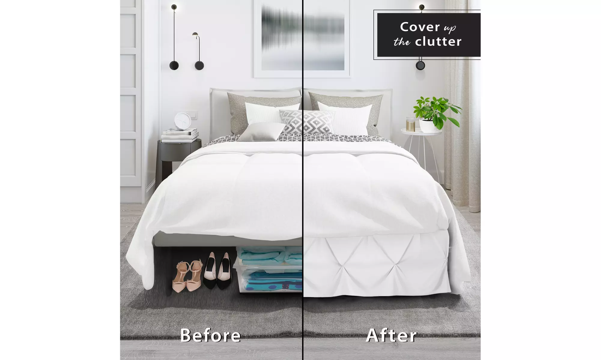Nestl Pinch Pleat Bed Skirt - 14 inch Tailored Drop Pintuck Dust Ruffle