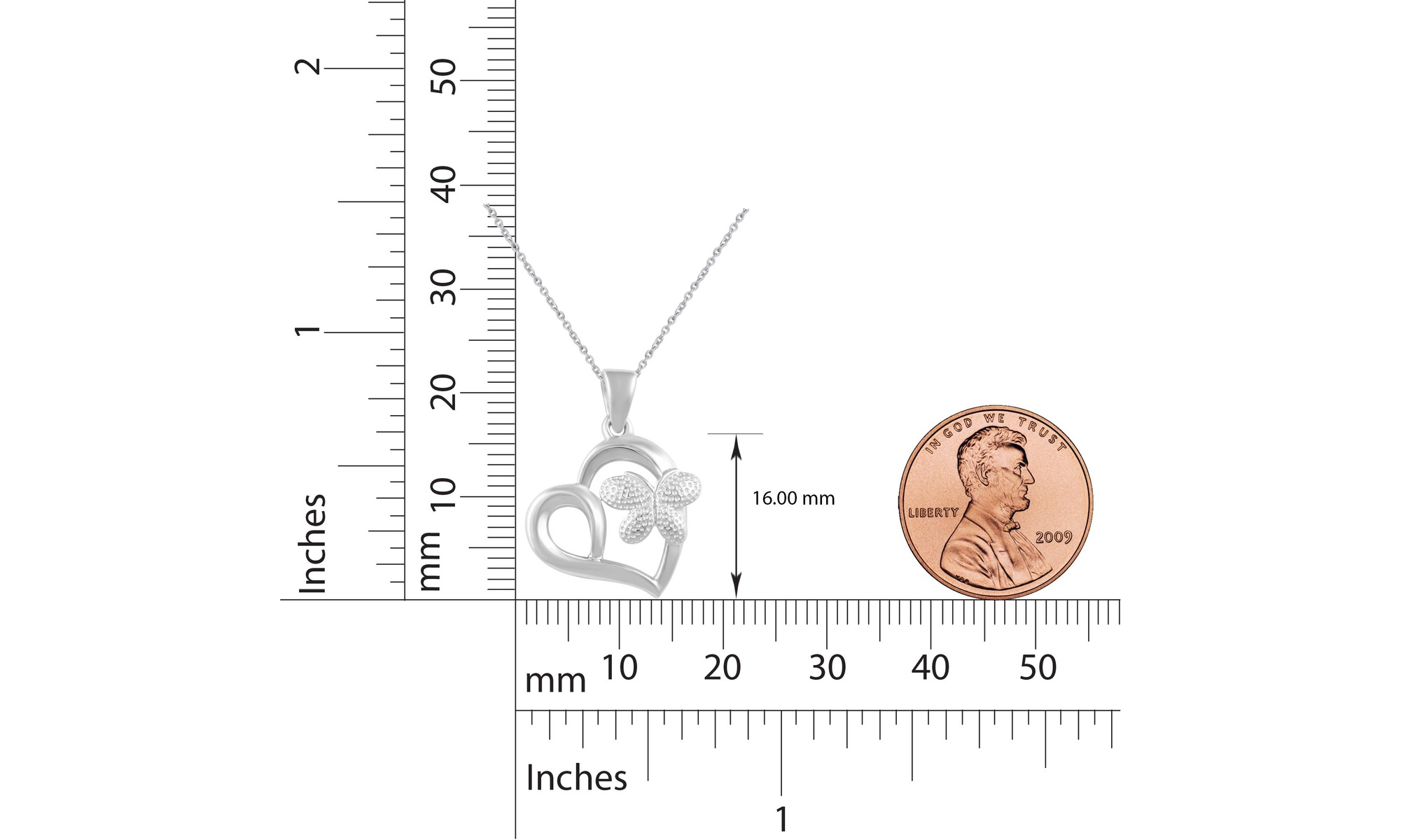 Heart Butterfly Pendant 925 Silver by Fifth and Fine