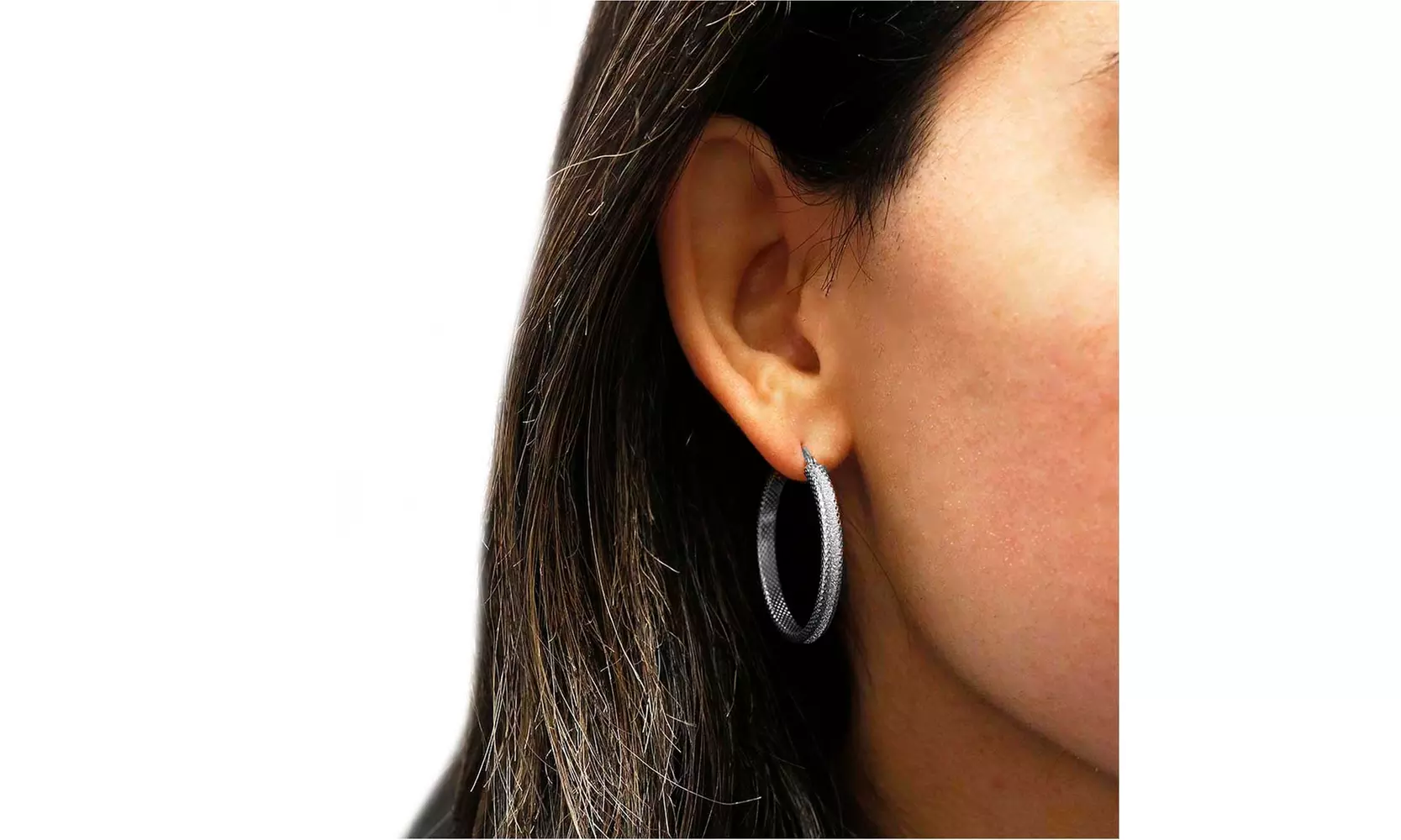Sterling Silver Diamond Cut Crystal Dust French Lock Hoops 