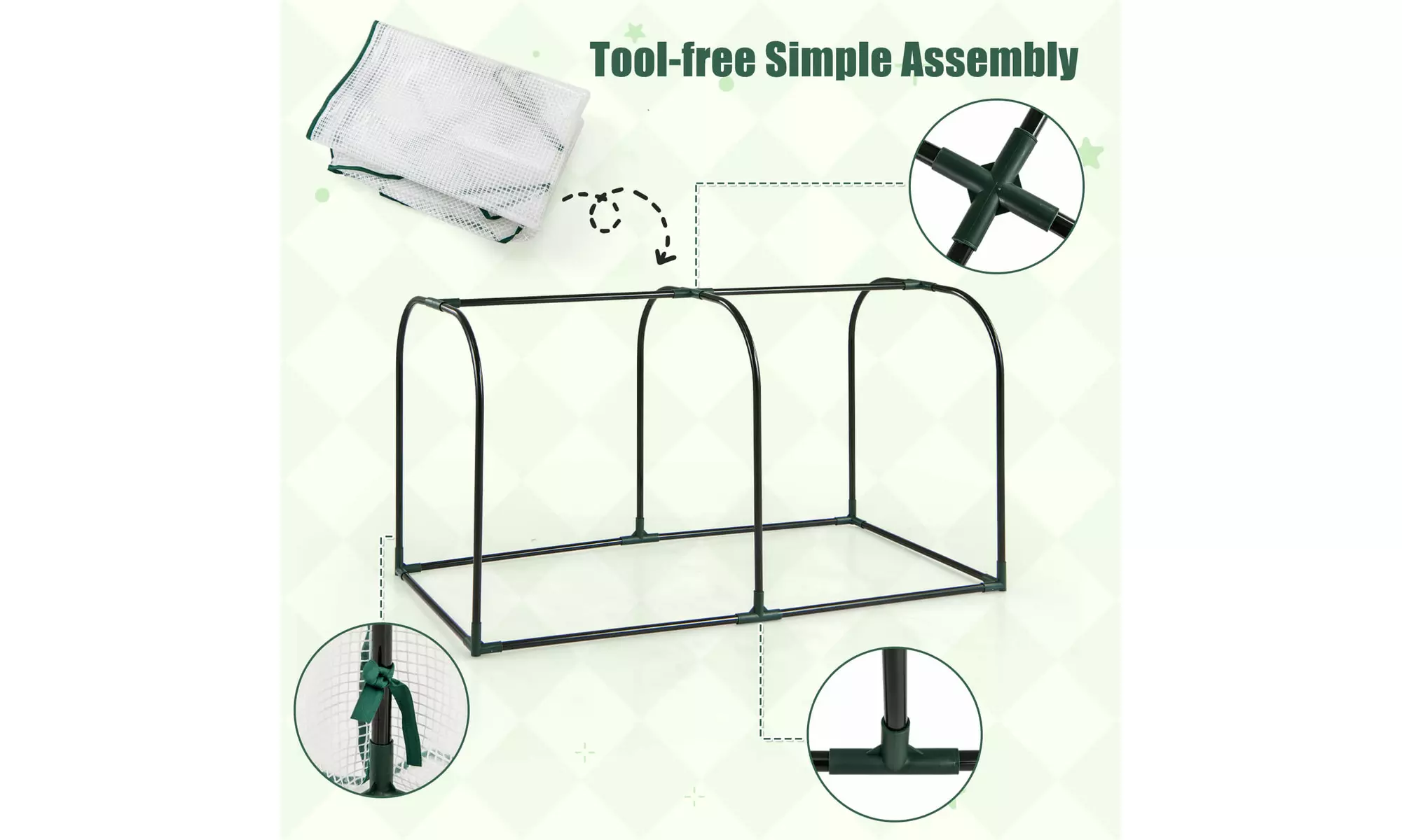 Costway Portable 47 Inch Mini Greenhouse Outdoor Indoor Tunnel Greenhouse