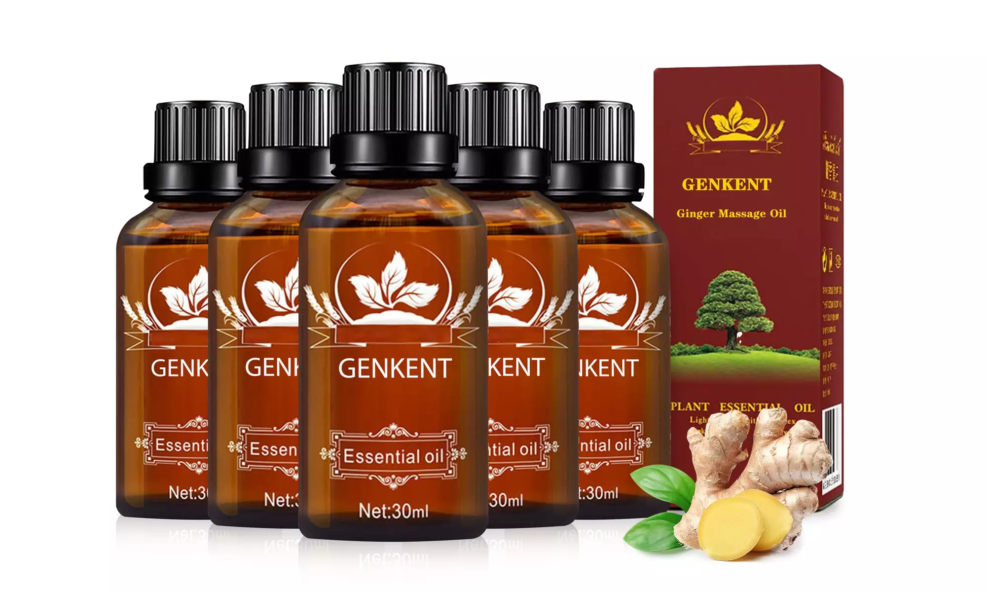 100% Pure Natural Ginger Massage Oil Repelling Cold & Relaxing Essential Oil - Primary Image