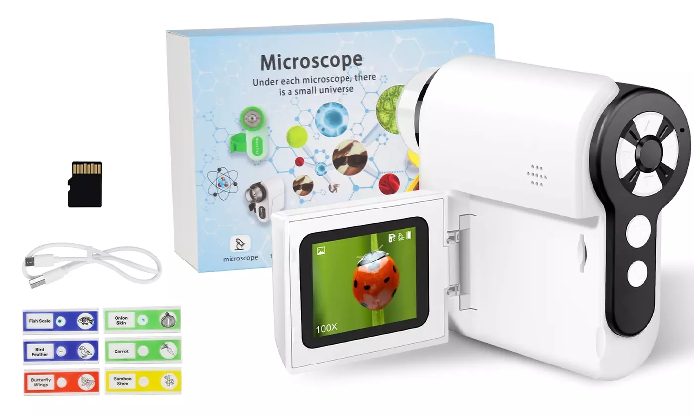 iMounTEK 3-in-1 4K Kids' Microscope Camera Set with Slides & 32GB Card