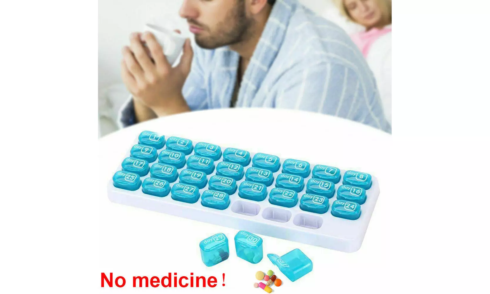 31 Day Monthly Pill Organizer Medication Pod Compartment Planner Box Plastic