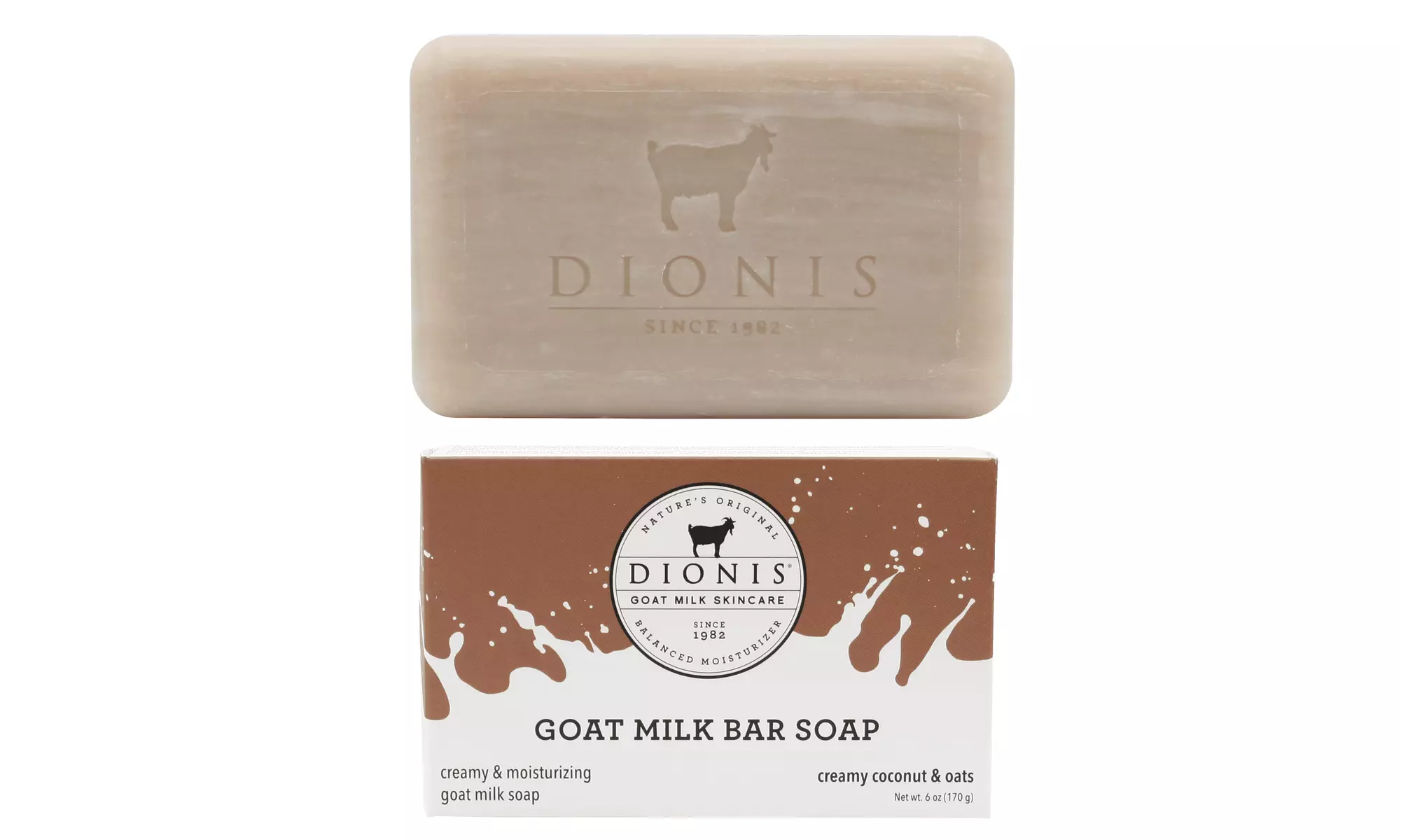 Dionis Goat Milk Bar Soap 6 oz. Creamy Coconut & Oats or Verbena & Cream