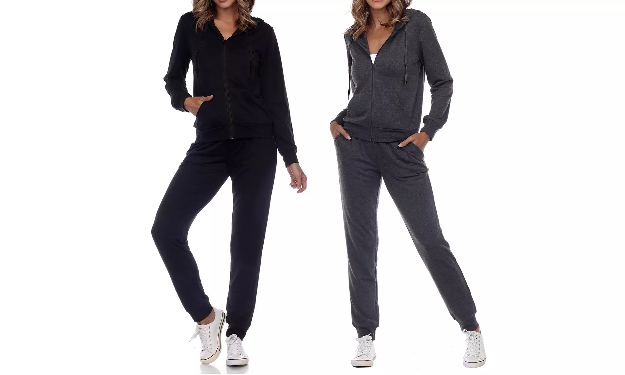 (2-Pack) Women's Jersey-Knit Zip Up Hoodie & Jogger Pant Set (2-Full Sets)