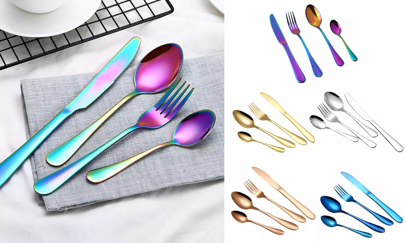 4Pcs/Set Tableware Set Upscale Dinnerware Flatware Cutlery Fork Spoon Teaspoon - Primary Image