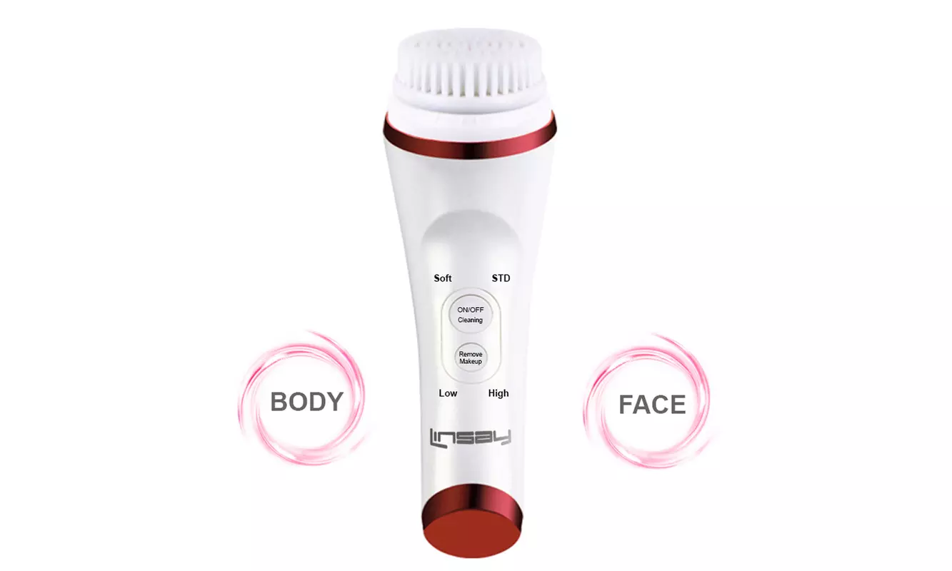 LINSAY Ultrasonic Facial & Body cleansing Brush with Temperature control - Primary Image