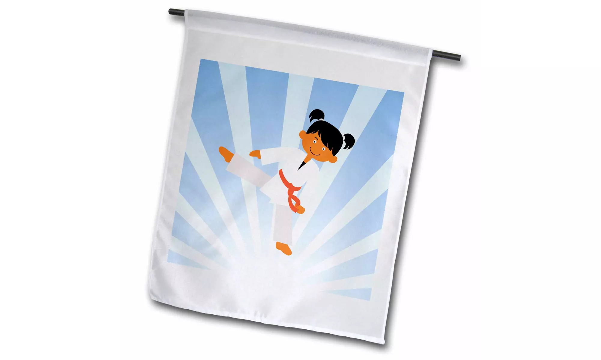  Garden Flag Karate Boy with Orange Belt, Background Blue Rays - 12 by 18-inch - Primary Image
