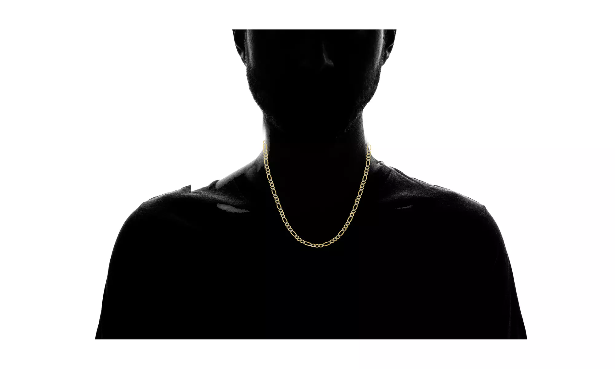 Italian 2 Tone Pave Sterling silver 5MM Figaro chain necklace