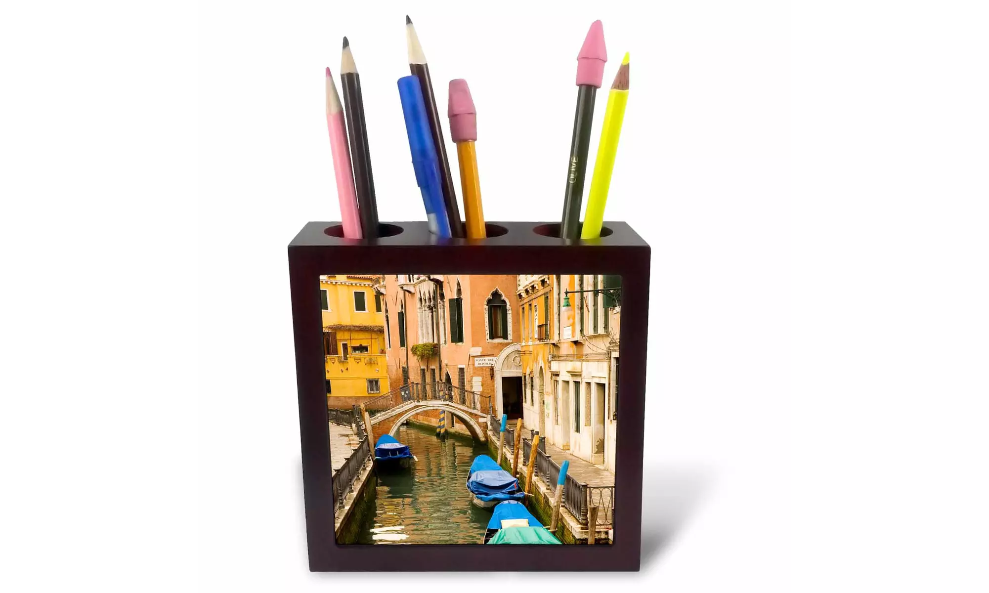  Tile Pen Holder - Small canal and bridge in Venice, Italy - EU16 KPI0038 - Primary Image