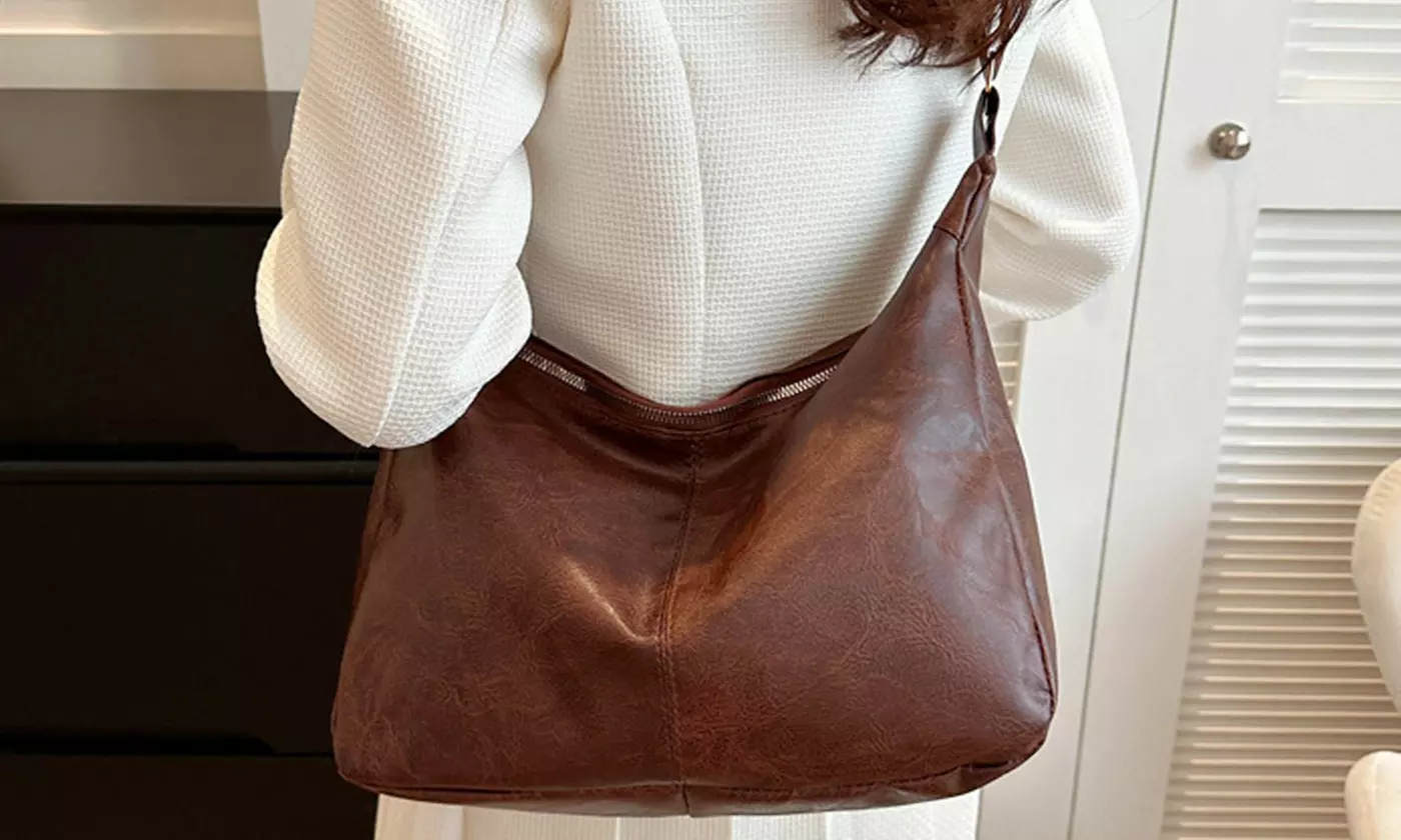 Women PU Leather Tote Slouchy Shoulder Hobo Bags