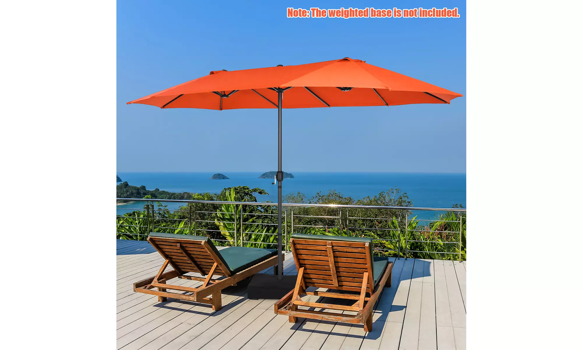 Costway 15FT Patio Double-Sided Umbrella Crank Outdoor Garden Market Sun Shade