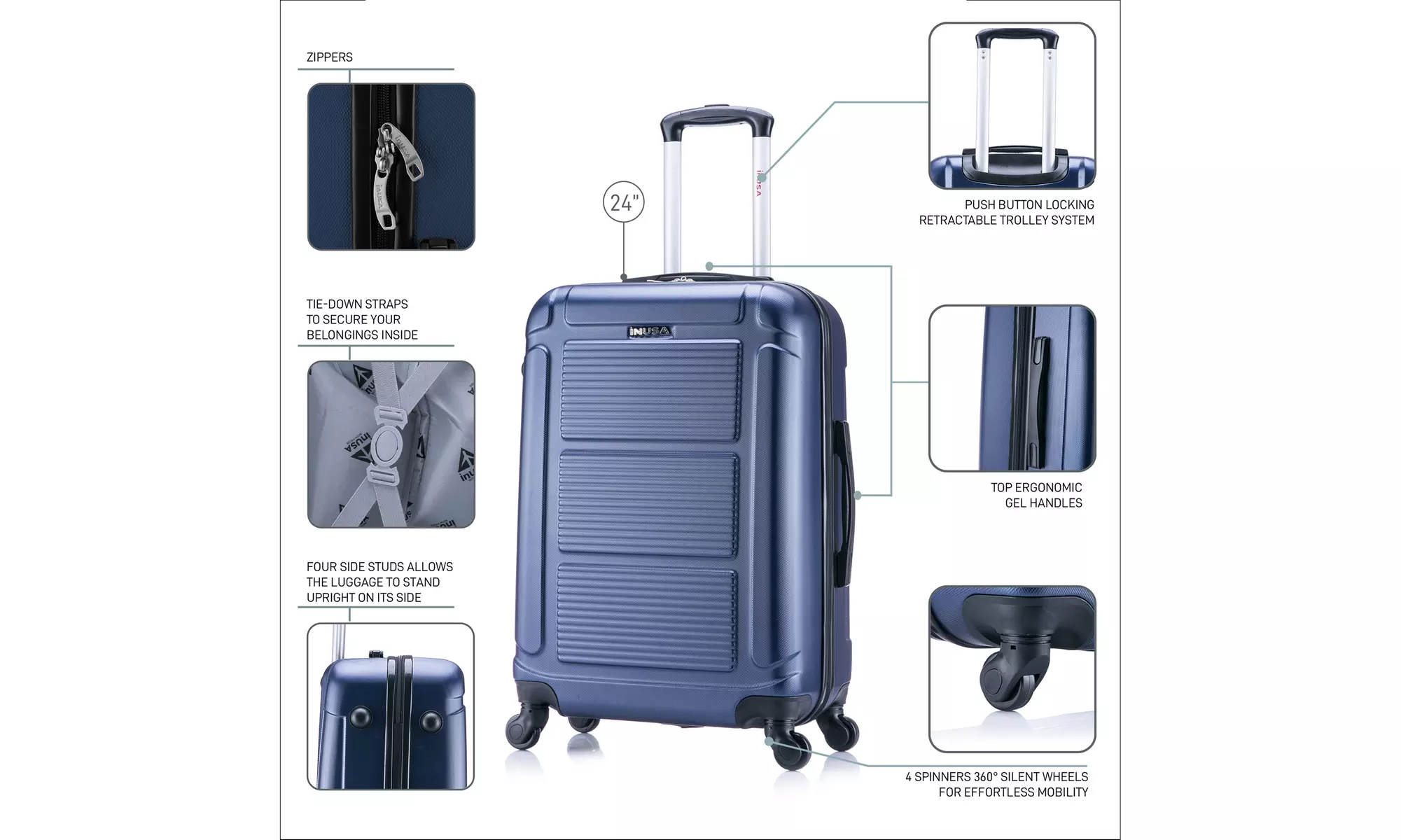 InUSA Pilot Lightweight Hardside Spinner Luggage