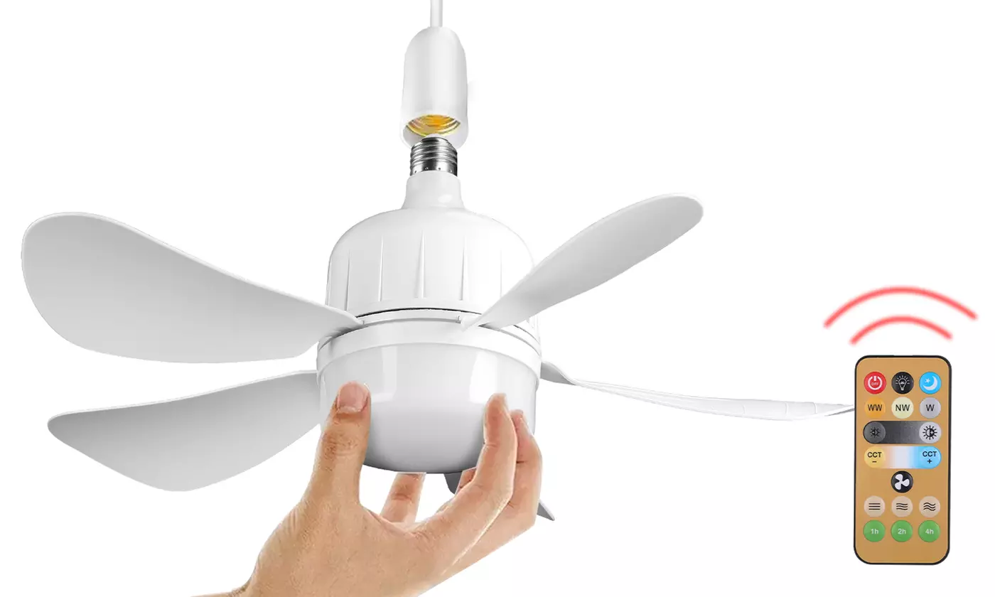 iMounTEK 2-in-1 Socket Ceiling Fan Light with Remote, Dimmable LED & Timer