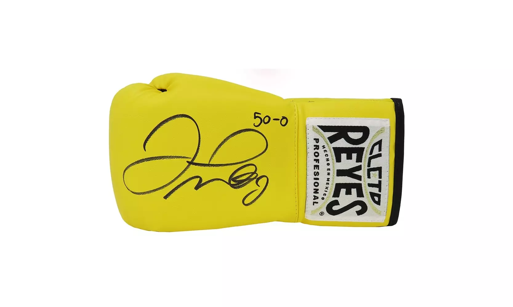 Floyd Mayweather Jr. Signed Cleto Reyes Yellow Boxing Glove w/50-0 - Primary Image