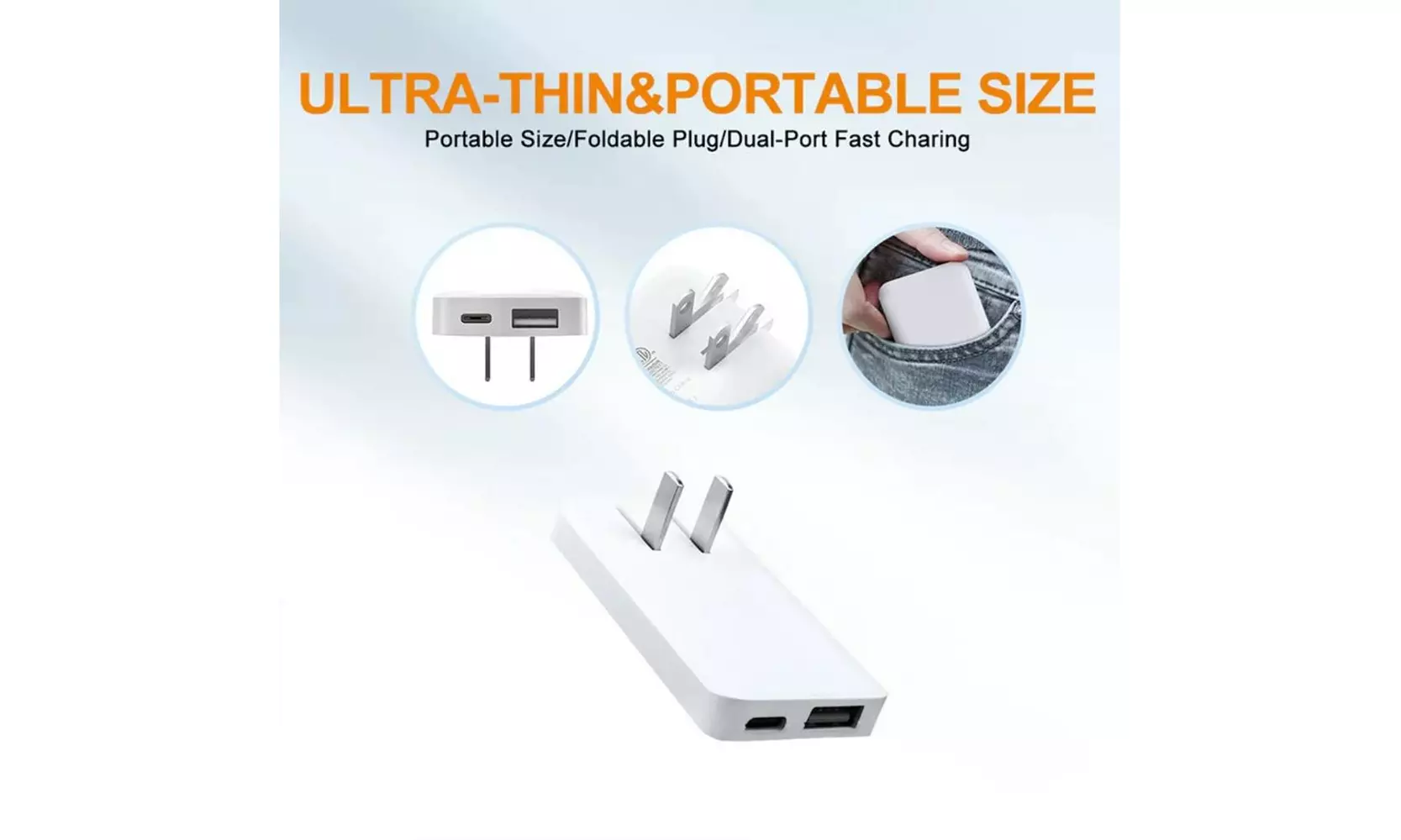Ultra-Slim 30W USBC & USB A Dual Port Fast Charger (2-Pack)