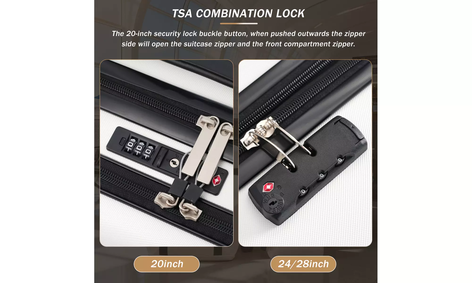 Four-Piece 20-Inch ABS Suitcase Luggage Set with USB Port