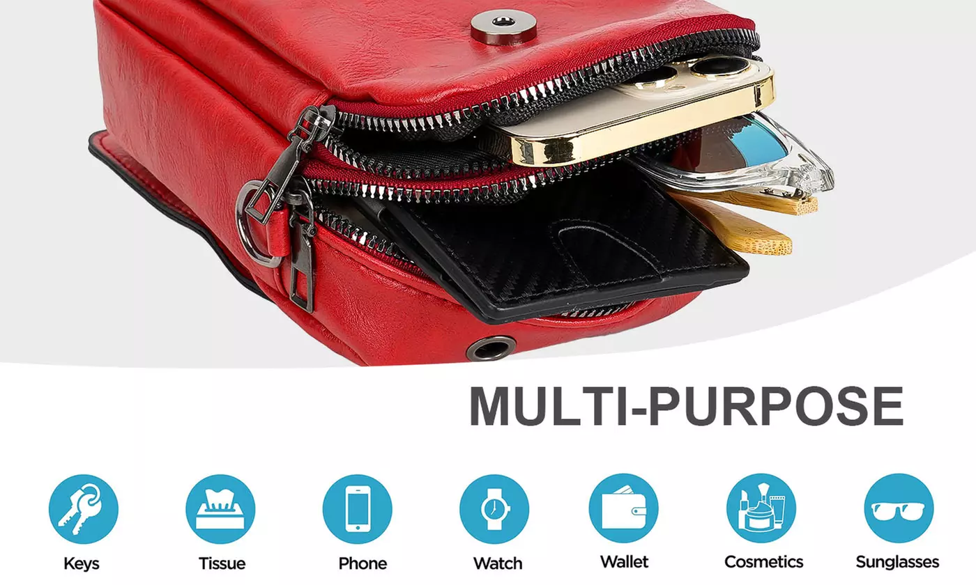 ItBelongs2U Women's Vintage Leather PU Shoulder Crossbody Phone Bag
