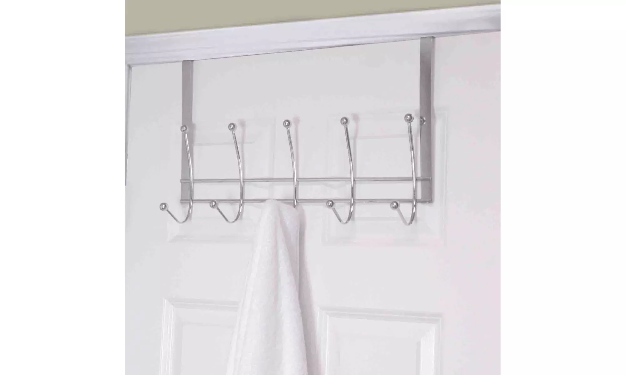 Home Basics Chrome Plated Steel Over the Door 5 hook Hanging Rack - Primary Image