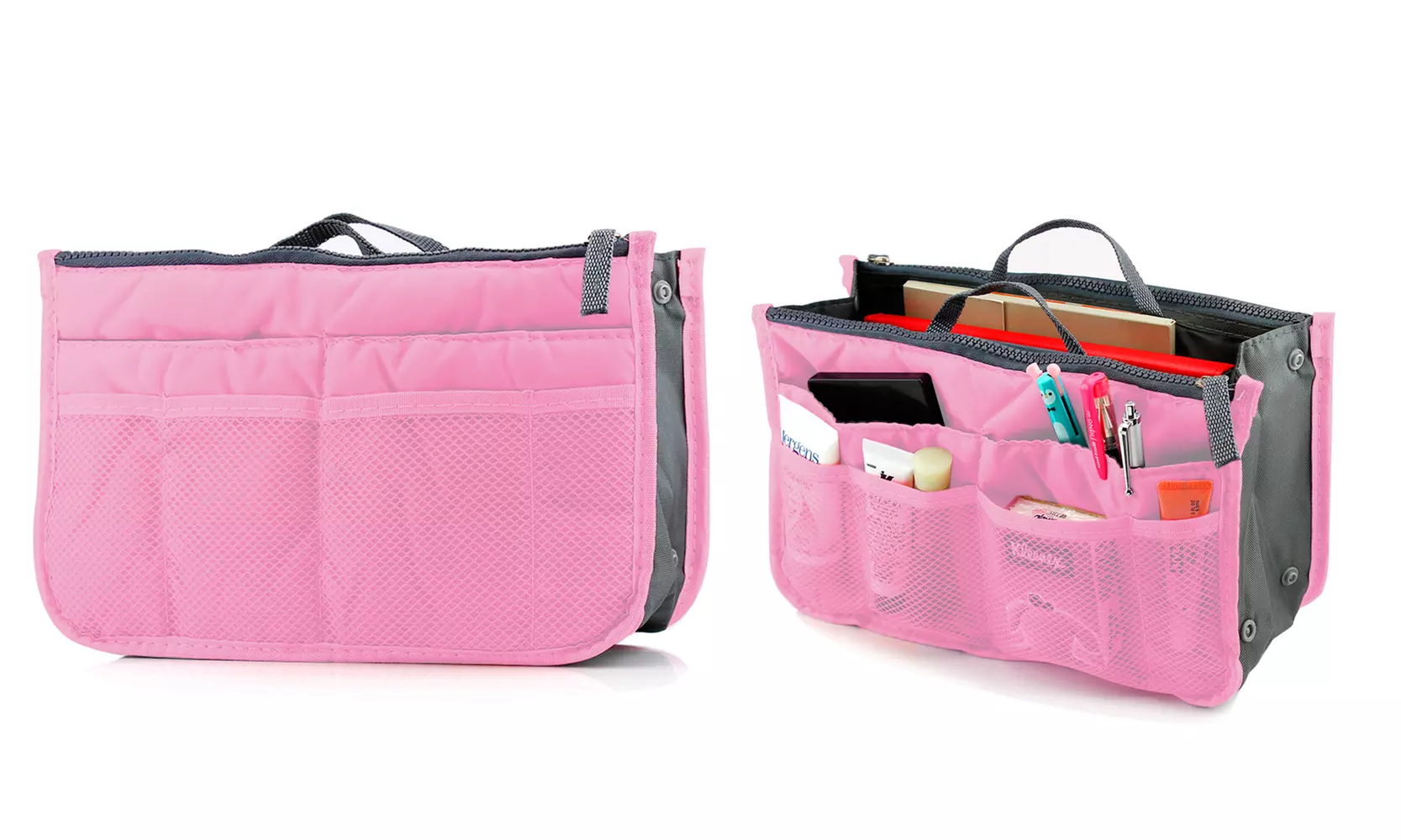 2-Pack:Women's Travel Tote Handbag / Purse Insert Cosmetic Organizer