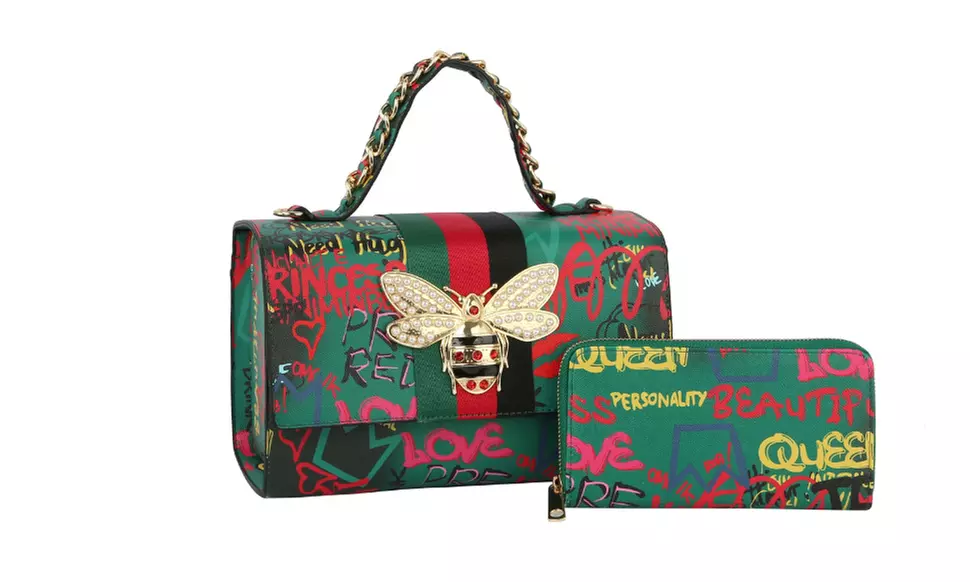 Women's Fashional Patent HandBag  Satchel with wallet