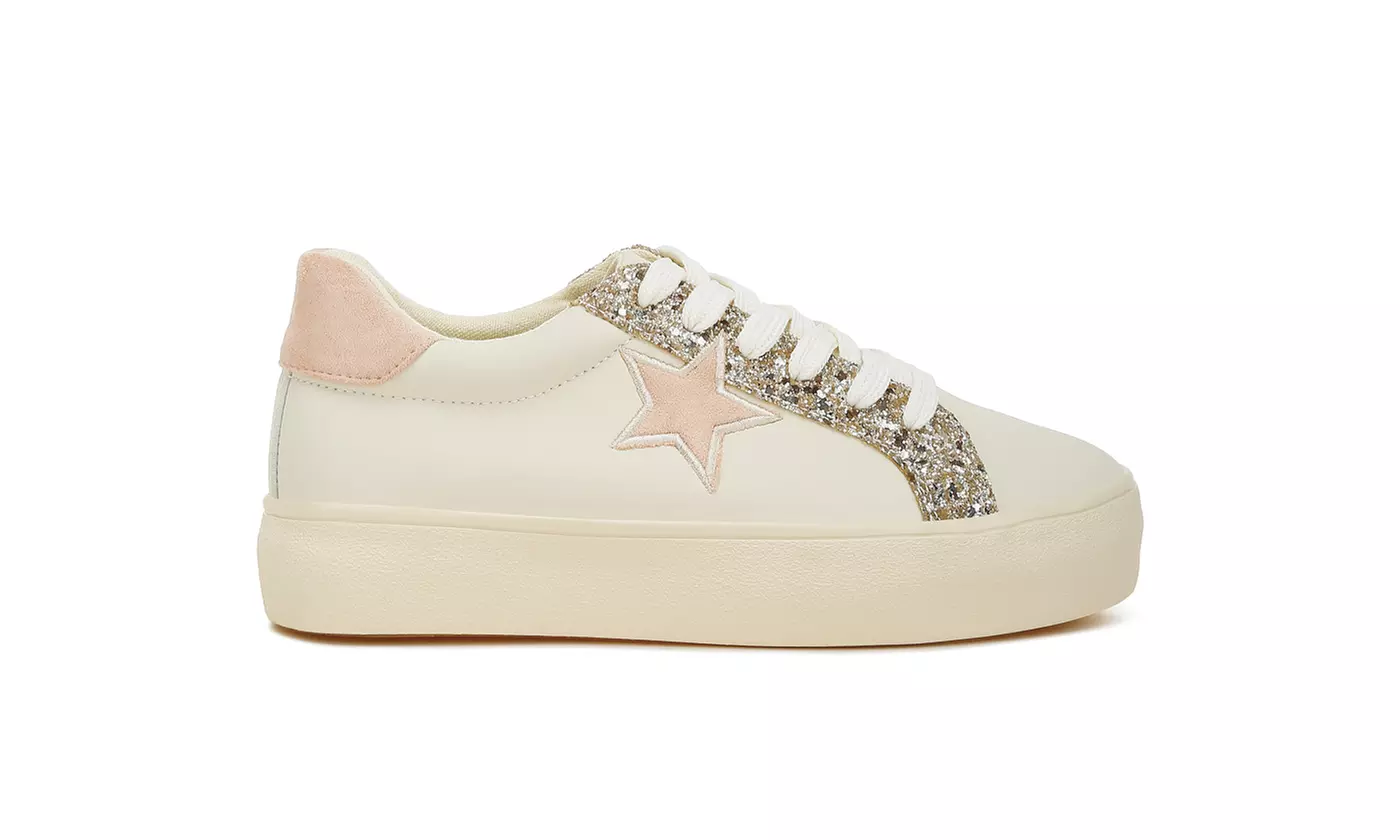 London Rag Bomber Metallic Star Glitter Women's Sneakers