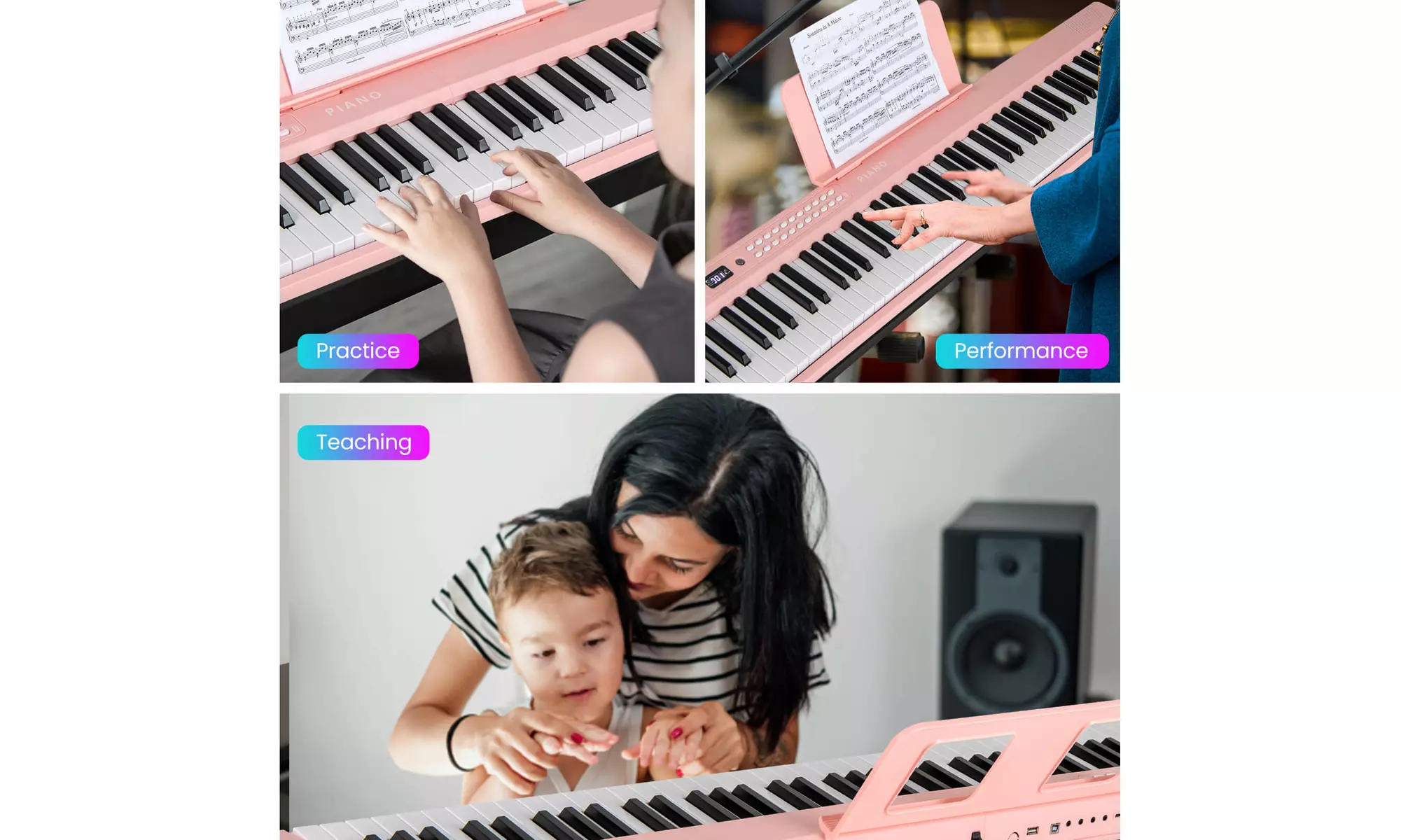 Costway 88 Key Folding Piano Keyboard with Wireless MIDI Dual Speakers