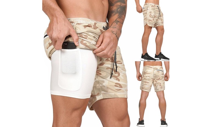 running shorts 2 in 1 mens