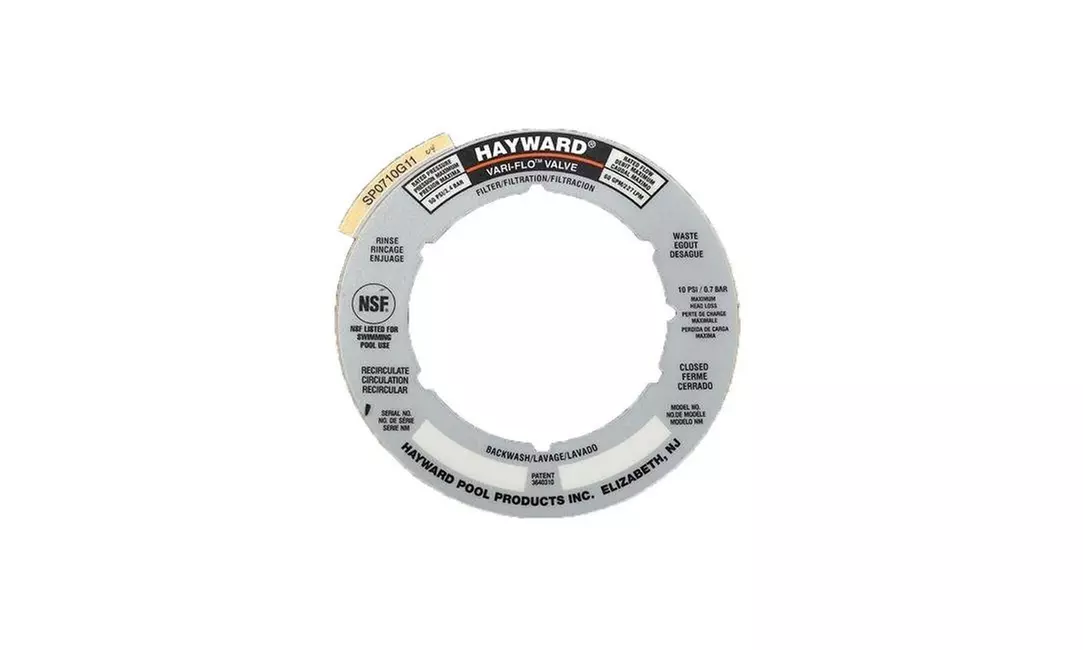 Hayward SPX0710G Label Plate Valve - Primary Image
