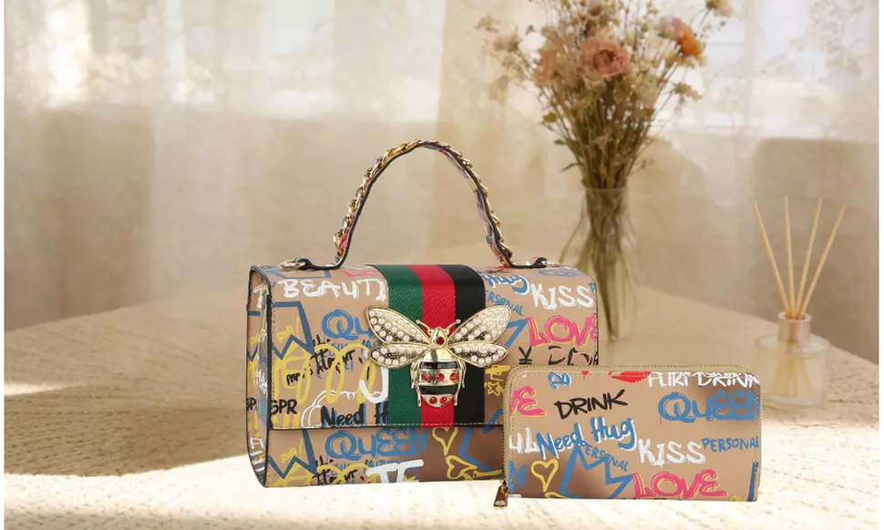 Women's Fashional Patent HandBag  Satchel with wallet