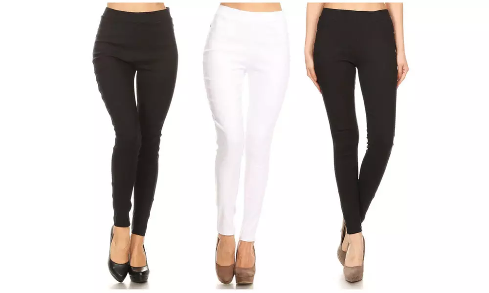 Women's High Waist Pull-On Stretchy Skinny Jeggings (3-Pack) With Plus Size